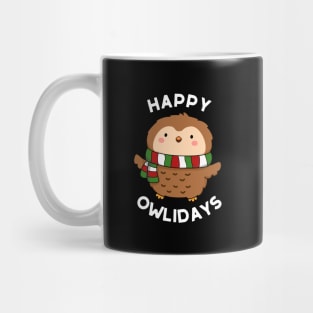 Happy Owlidays Cute Holiday Owl Pun Mug